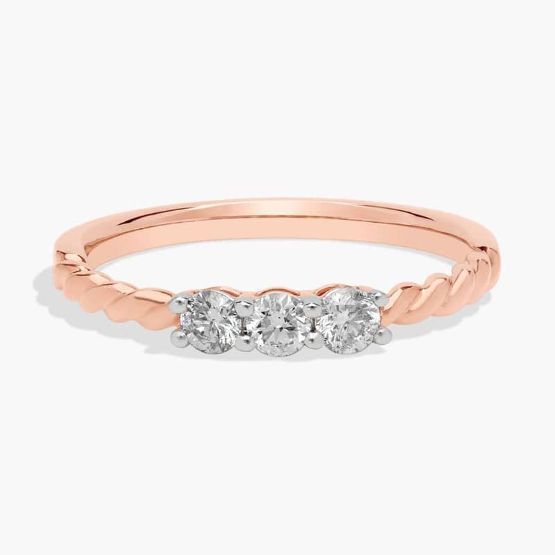 Mini Three Stone Stackable Ring in 14k Rose Gold (1/3 ct. tw.)