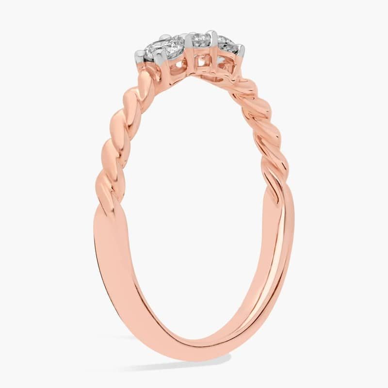 Mini Three Stone Stackable Ring in 14k Rose Gold (1/3 ct. tw.)