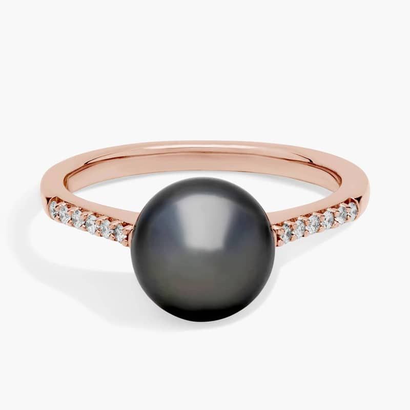 Tahitian Pearl Fashion Ring with Diamonds in 14k Rose Gold