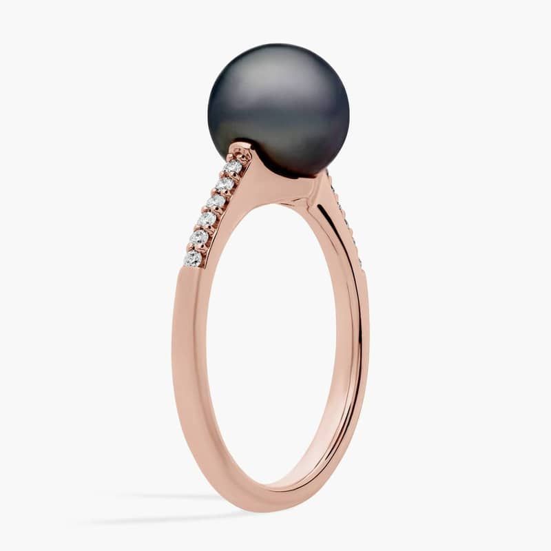 Tahitian Pearl Fashion Ring with Diamonds in 14k Rose Gold