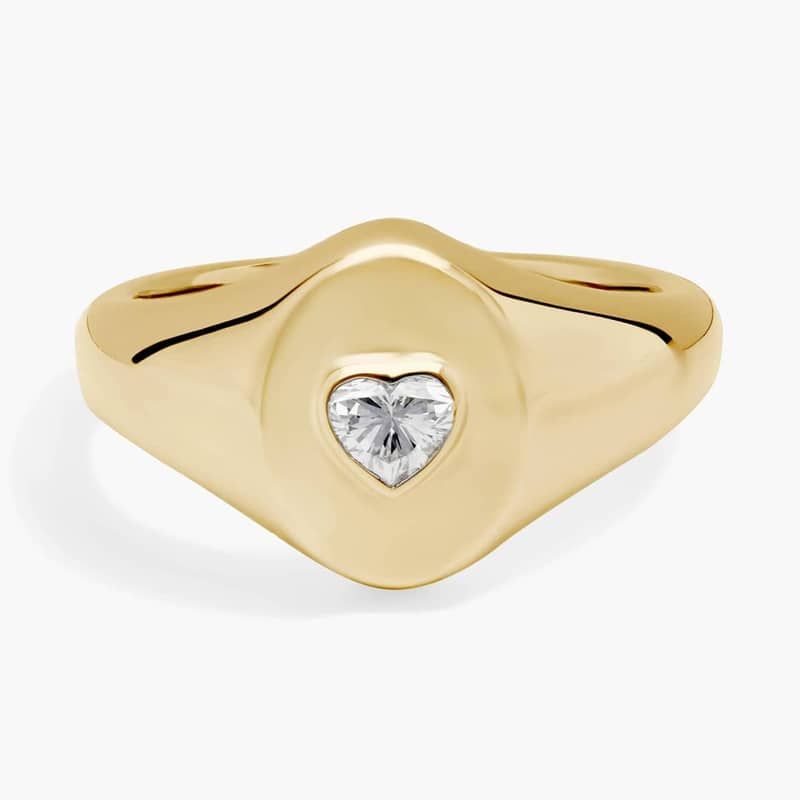 Heart Diamond Signet Ring in 14k Yellow Gold (1/4 ct. tw.)