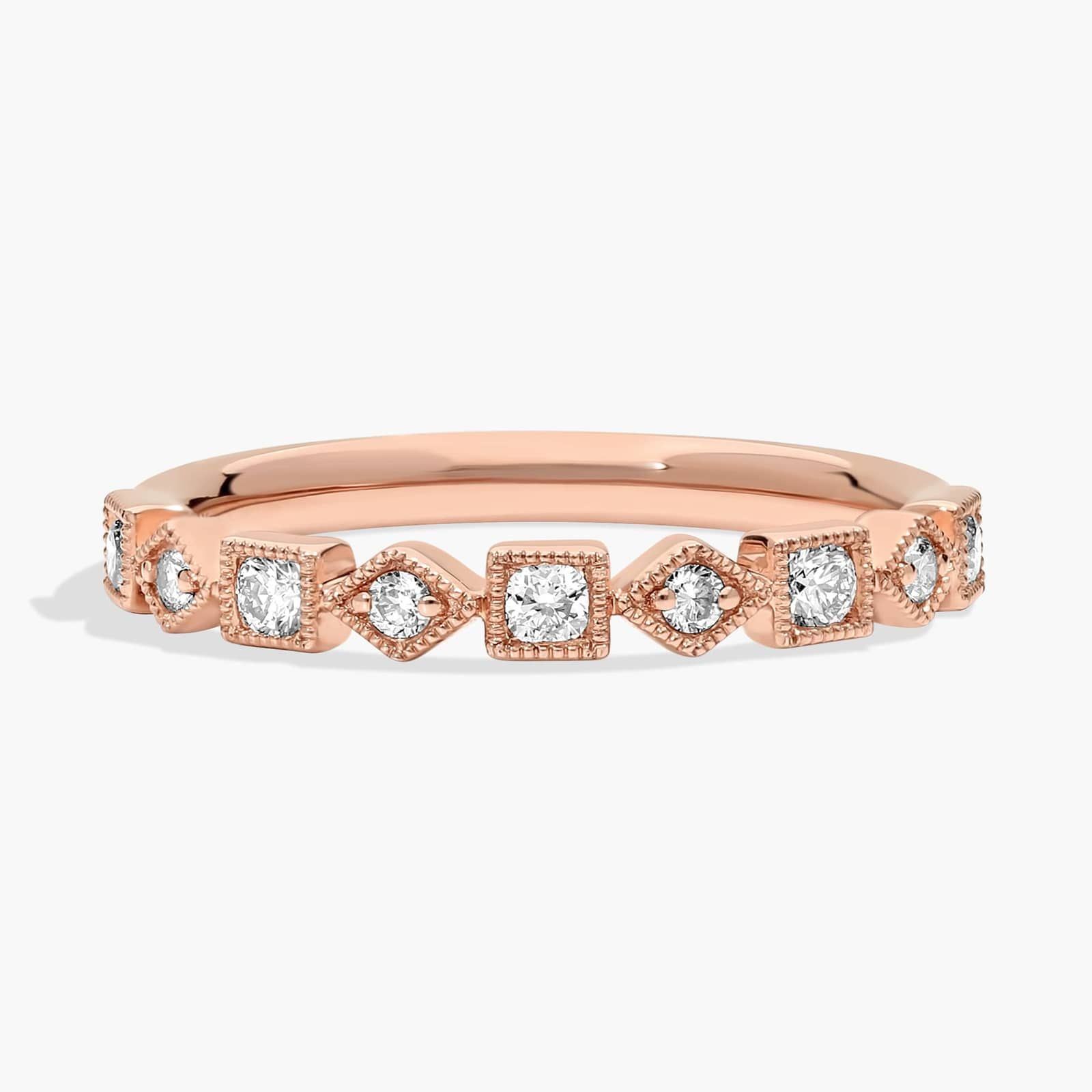 Milgrain Stacking Ring Set in 14k White, Yellow, and Rose Gold (¾ ct. tw.)