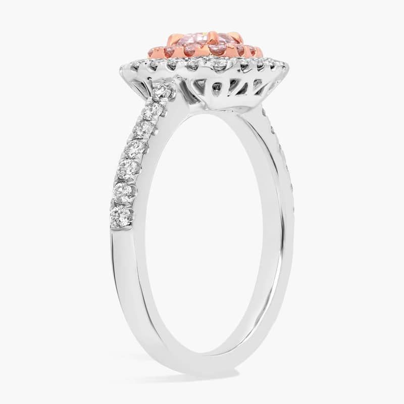 Fancy Pinkish Brown Cushion Diamond with Diamond Halo Ring in Platinum and 18k Rose Gold (1 ct. tw.)
