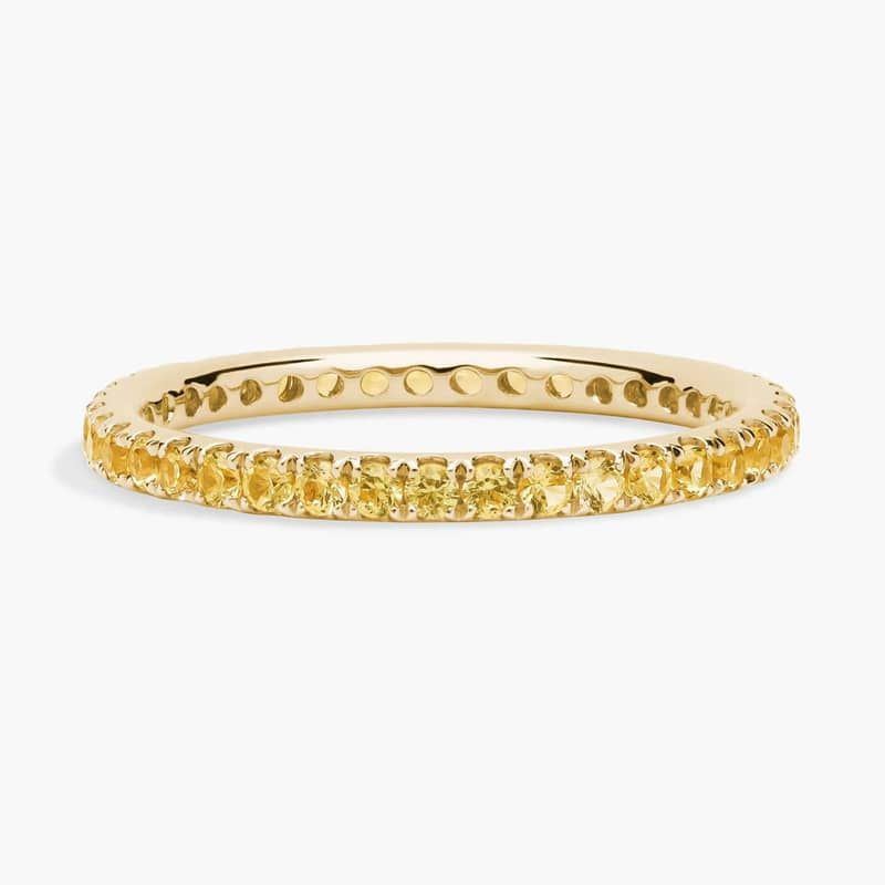 Riviera Pavé Yellow Sapphire Eternity Ring in 18k Yellow Gold (1.5mm)