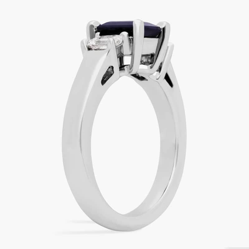 Emerald Cut Sapphire and Diamond Ring in Platinum (8x6mm)