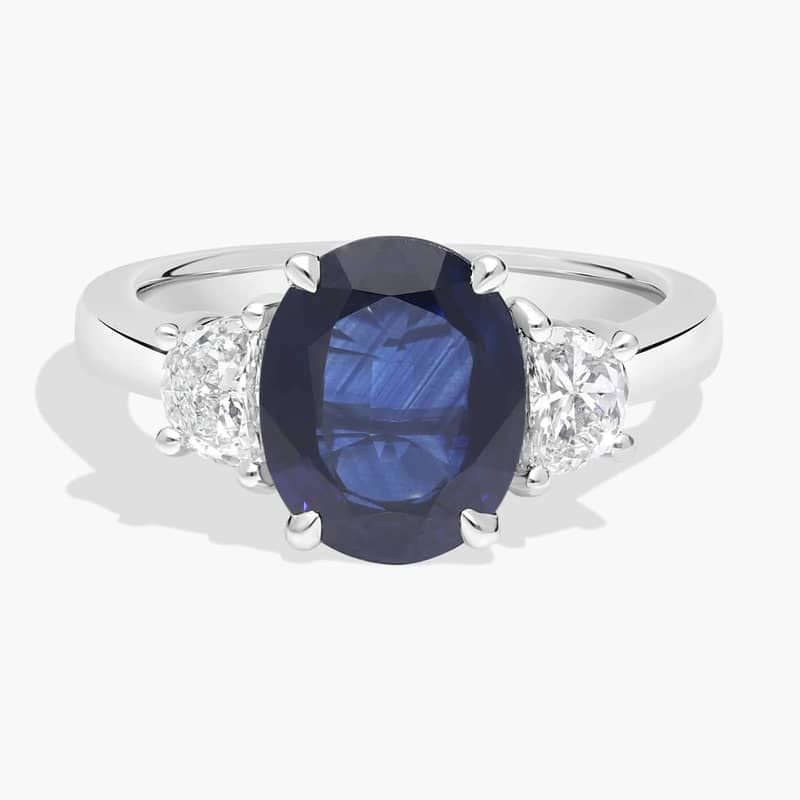 Oval Sapphire and Diamond Ring in Platinum (10x8mm)