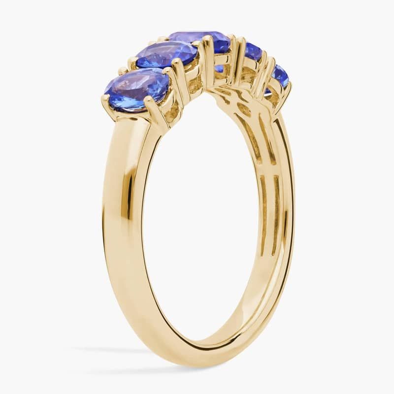 5-Stone Oval Sapphire Ring in 14k Yellow Gold (5x4mm)