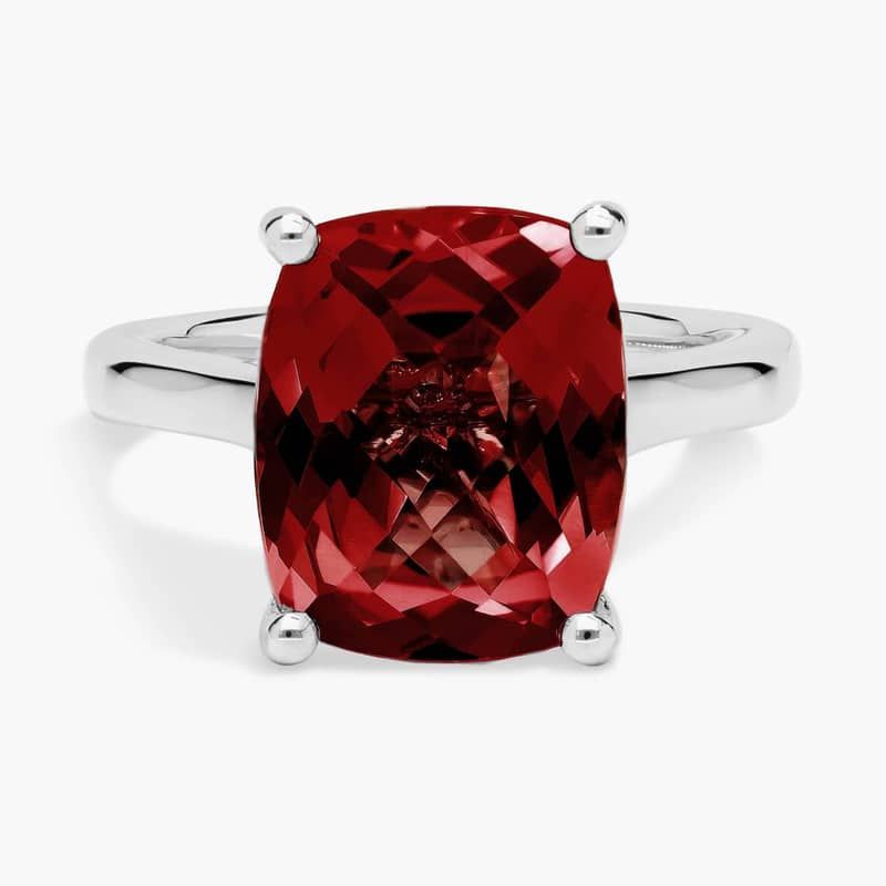 Garnet Cushion Cocktail Ring in 14k White Gold (11x9mm)