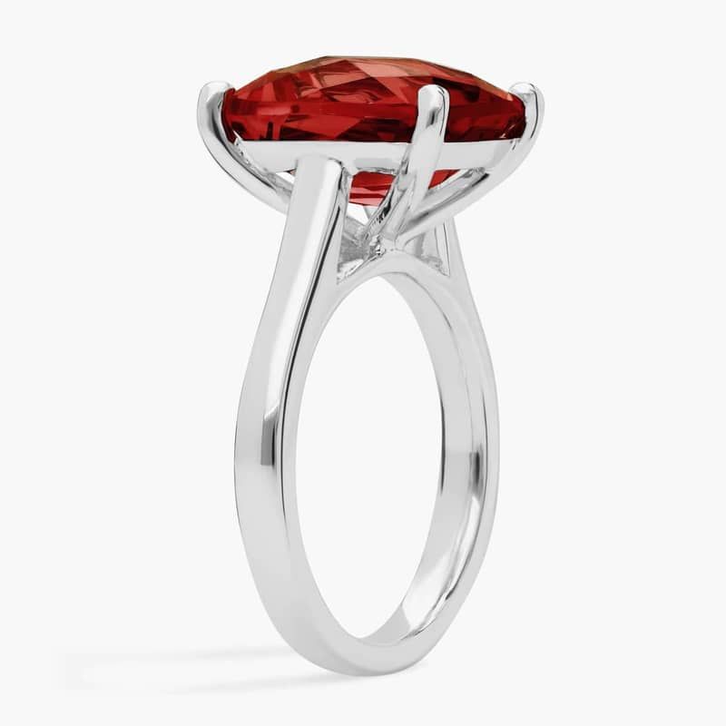 Garnet Cushion Cocktail Ring in 14k White Gold (11x9mm)