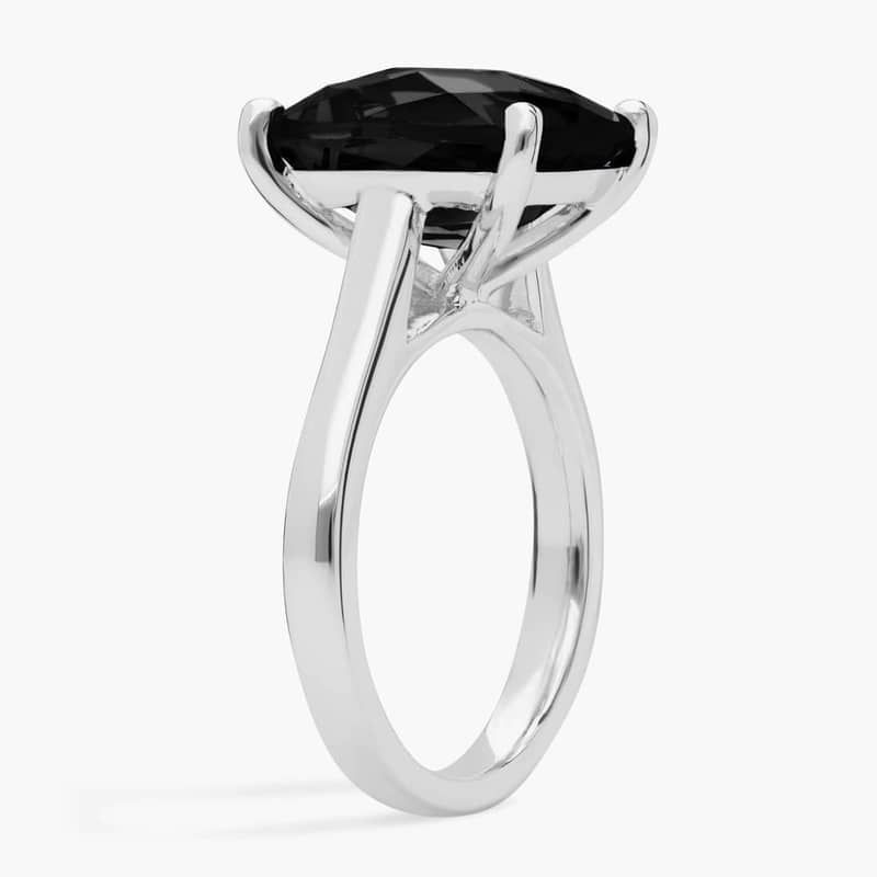 Black Onyx Cushion Cocktail Ring in 14k White Gold (11x9mm)