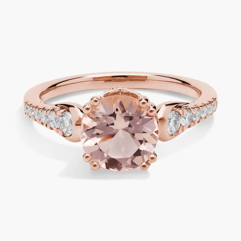 Morganite and Diamond Ring in 14k Rose Gold (8mm)