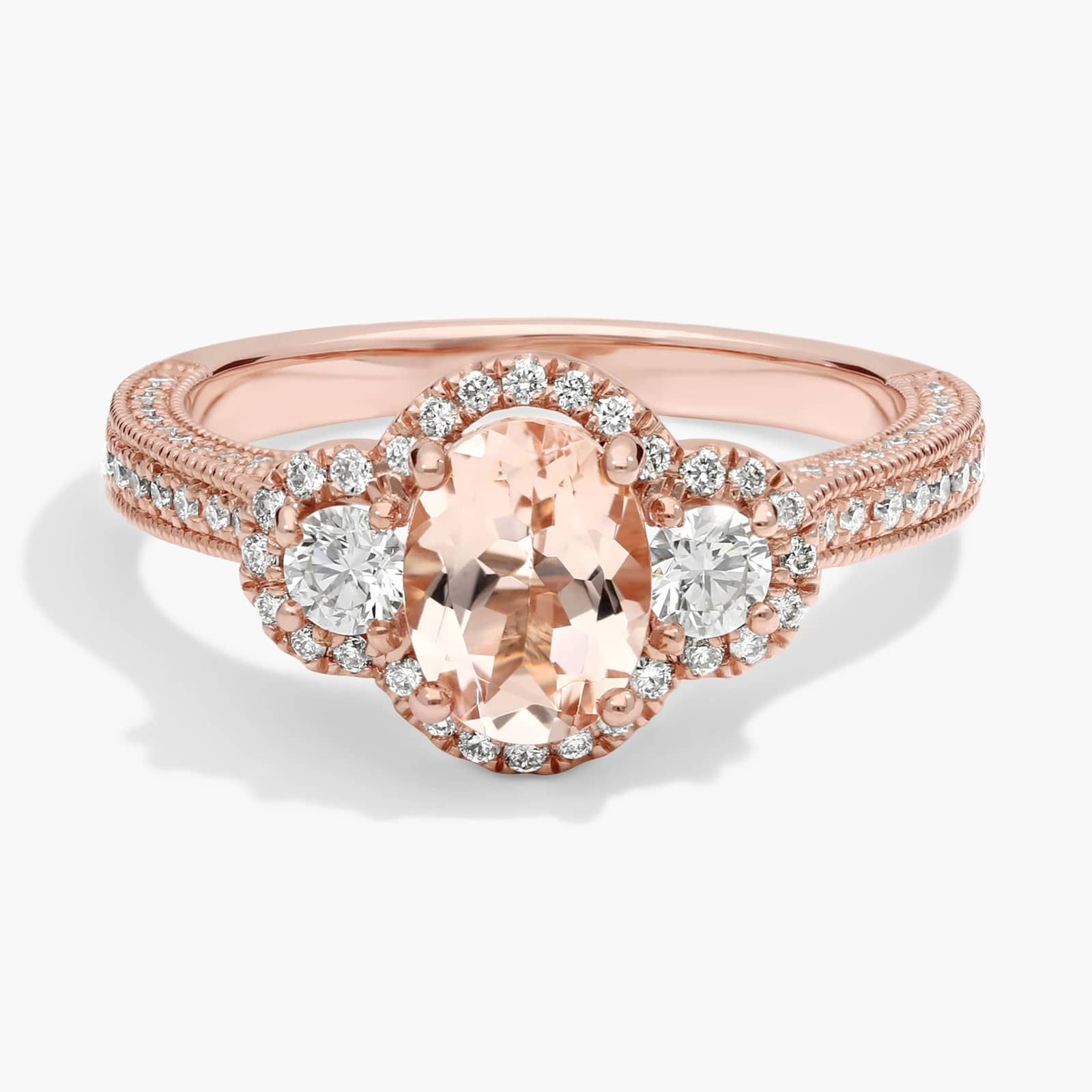 Morganite and Diamond Fashion Ring in 14k Rose Gold