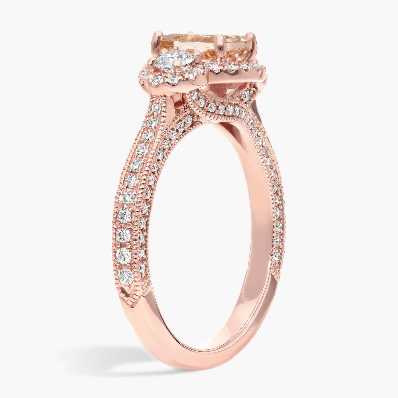 Morganite and Diamond Fashion Ring in 14k Rose Gold