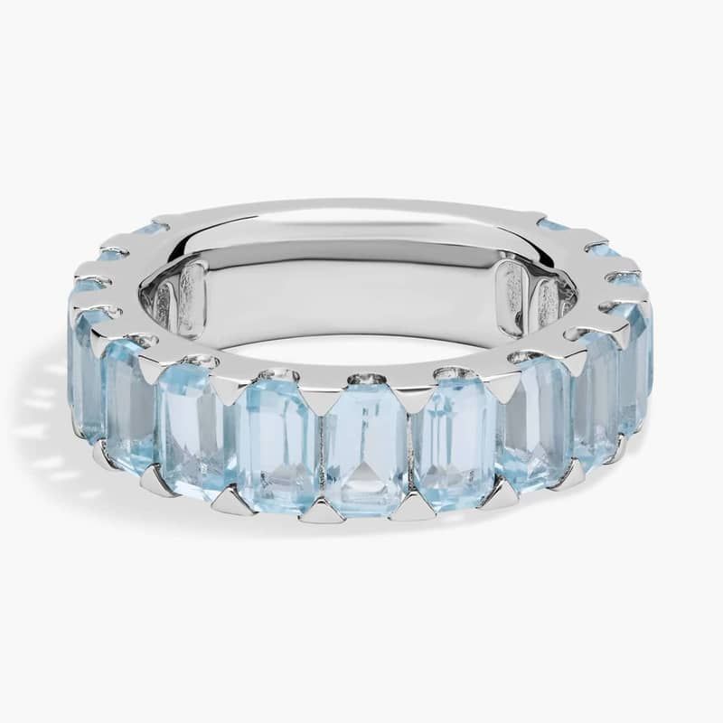 Octagon Sky Blue Topaz Band in Sterling Silver