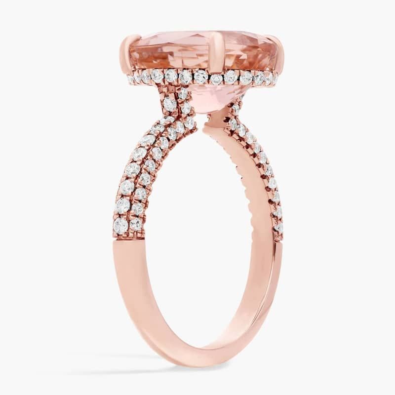 Oval Morganite Statement Ring in 14k Rose Gold (12x10mm)