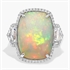 Extraordinary Collection: Cushion Cut Opal with Cadillac Cut White Sapphire Ring in 18k White Gold
