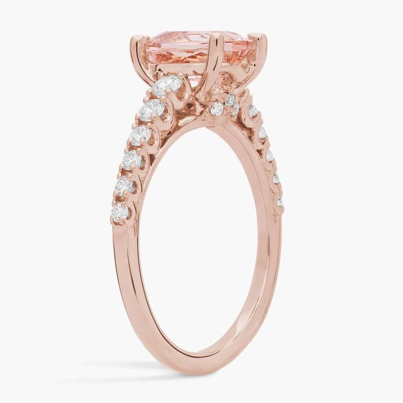 Oval Morganite and Diamond Ring in 14k Rose Gold (9x7mm)