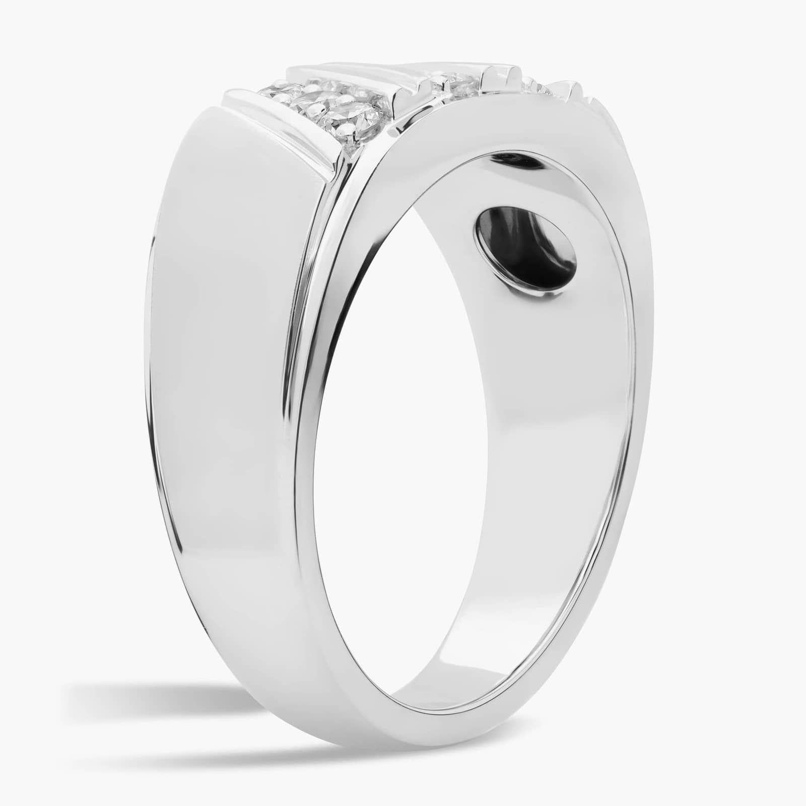 Men's Brushed Triple Row Diamond Ring in 14k White Gold (1/2 ct. tw.)