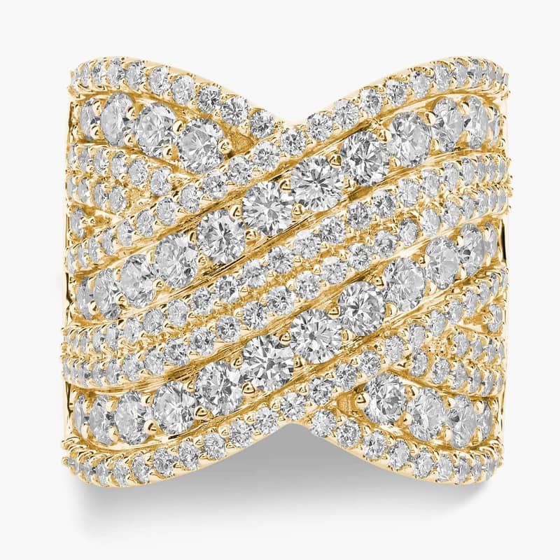 Multi-Row Diamond Crossover Ring in 14k Yellow Gold (3 ct. tw.)