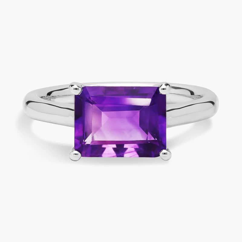 Amethyst East West Ring in 14k White Gold (9x7mm)