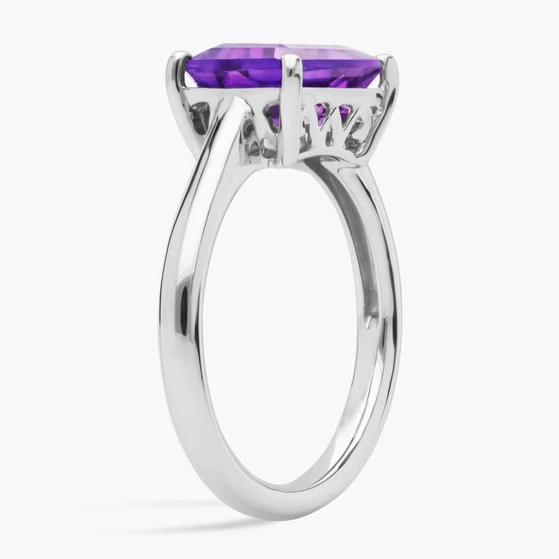 Amethyst East West Ring in 14k White Gold (9x7mm)