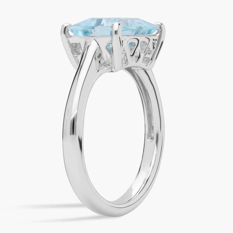 Aquamarine East West Ring in 14k White Gold (9x7mm)