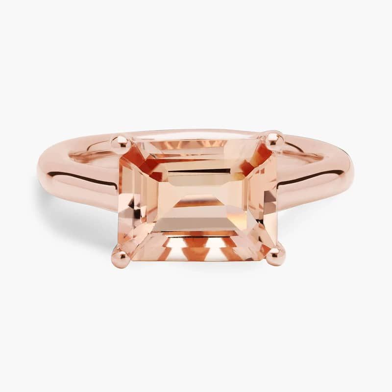 Morganite East West Ring in 14k Rose Gold (9x7mm)