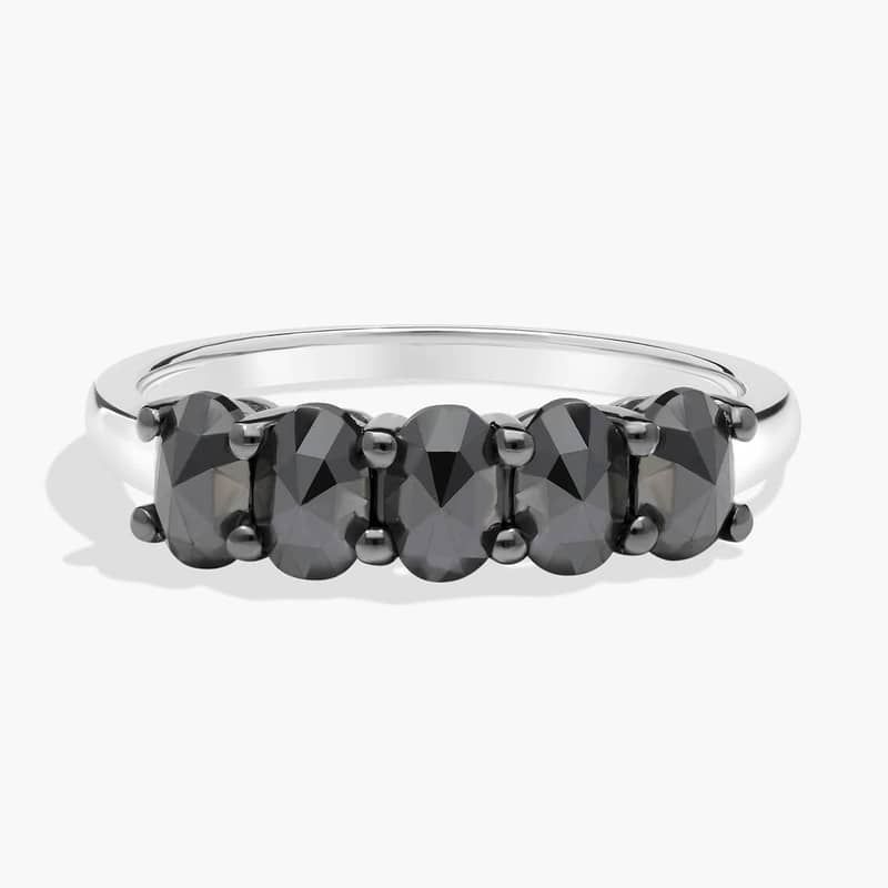 5-Stone Oval Black Diamond Ring in 14K White Gold (1 1/4 Ct. Tw.)