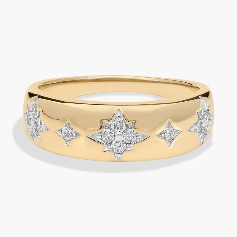 Wide Diamond Glimmer Fashion Band in 14K Yellow Gold (1/4 Ct. Tw.)