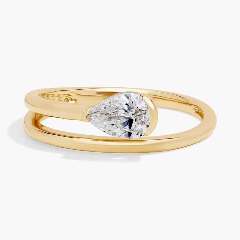 Pear Diamond Wrap Ring in 14K Yellow Gold (3/5 Ct. Tw.)
