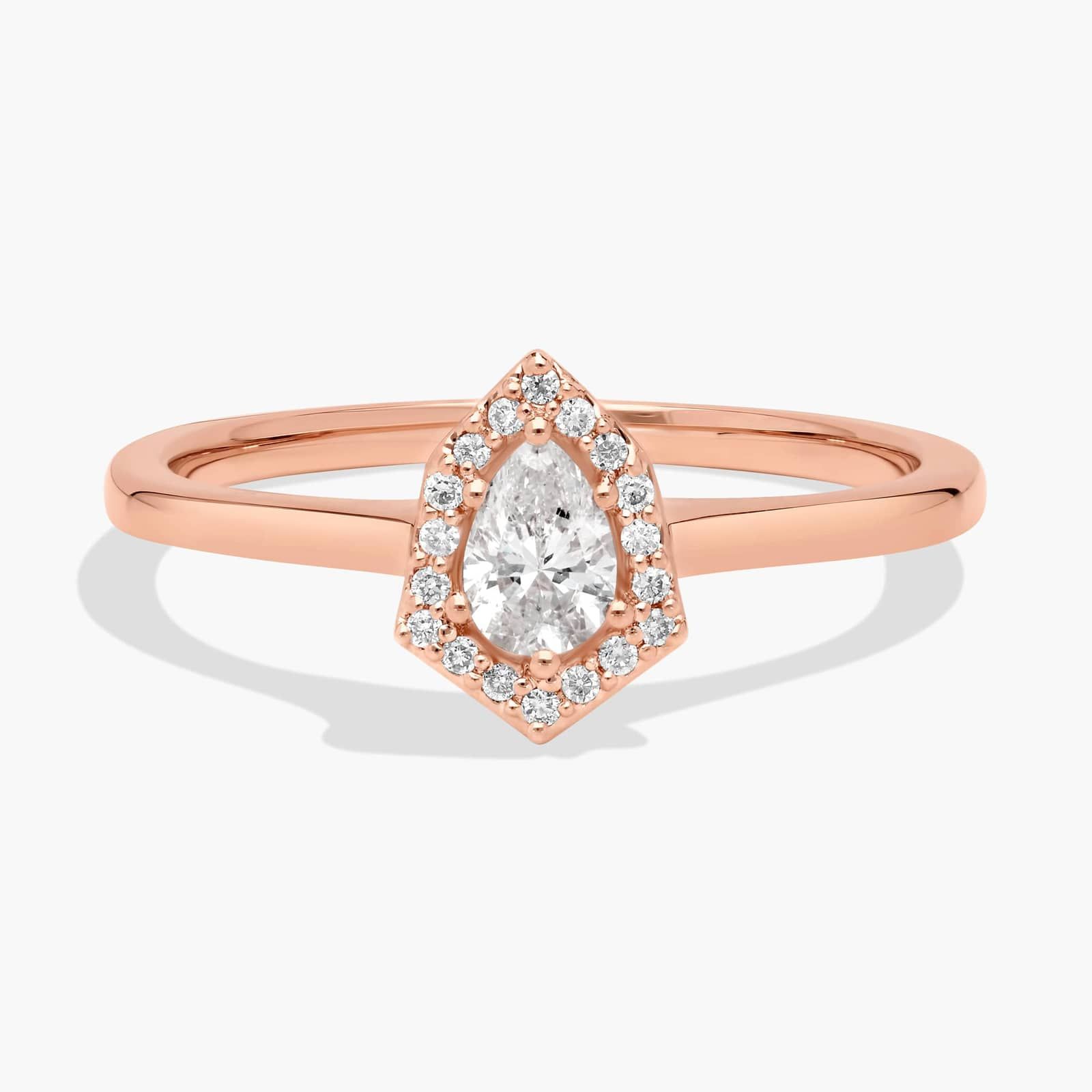 Diamond Pear Six Edge Halo Ring in 14K Rose Gold (1/3 Ct. Tw.)