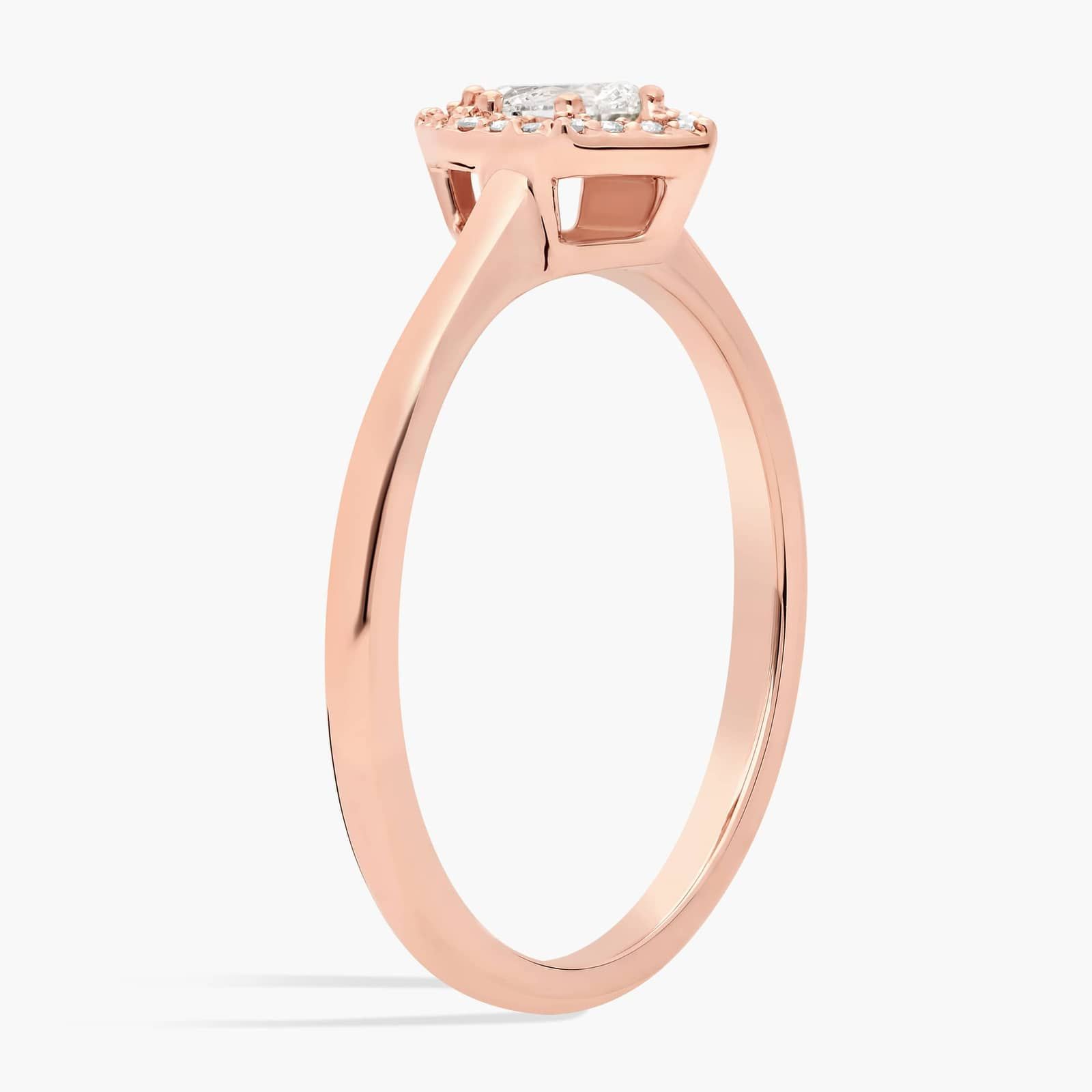 Diamond Pear Six Edge Halo Ring in 14K Rose Gold (1/3 Ct. Tw.)