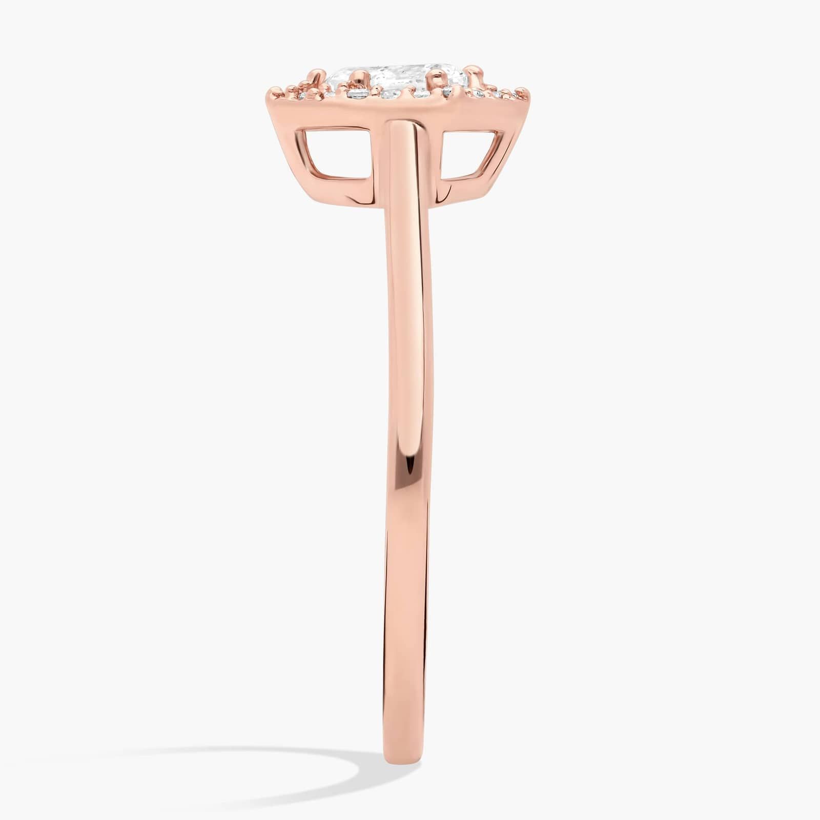 Diamond Pear Six Edge Halo Ring in 14K Rose Gold (1/3 Ct. Tw.)
