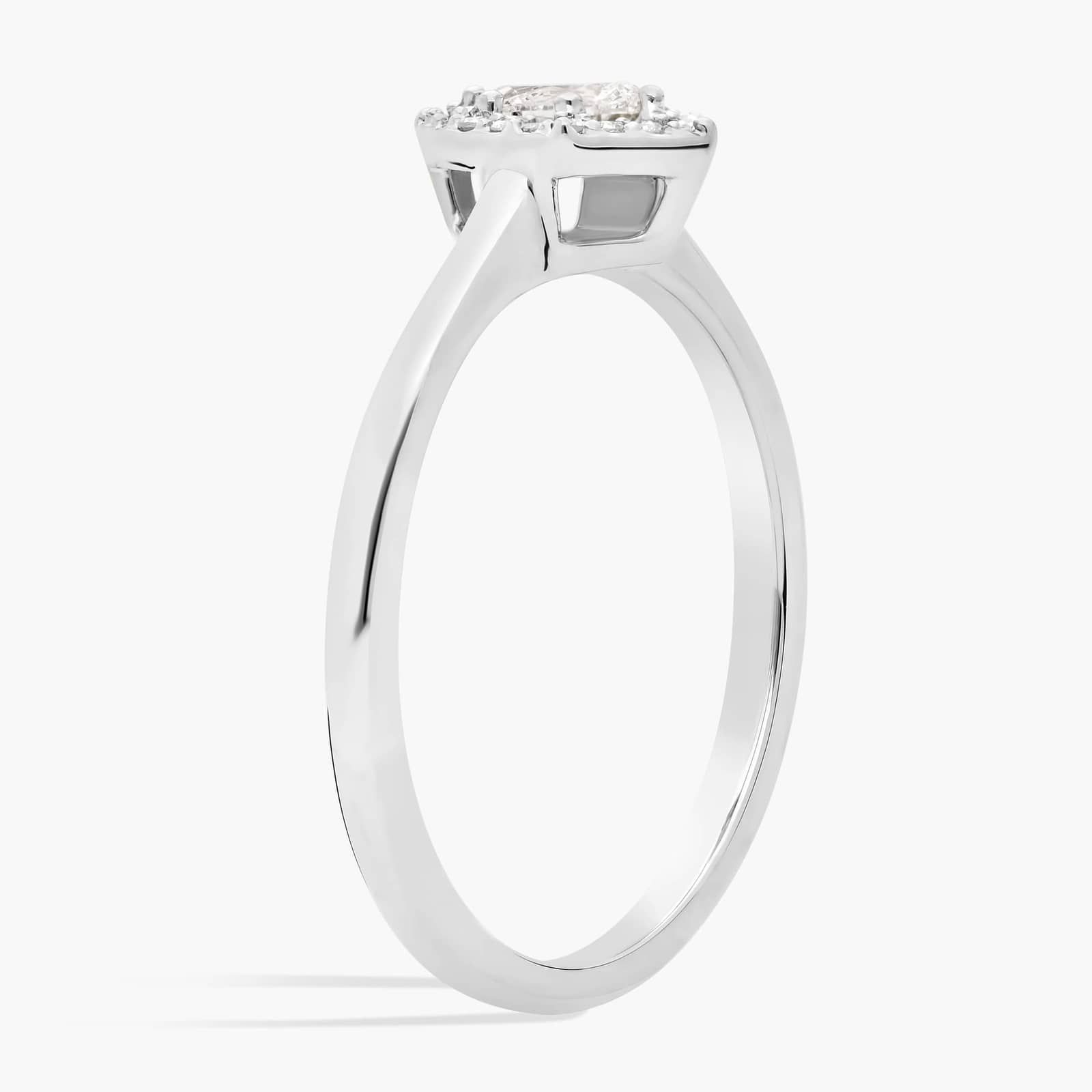 Diamond Pear Six Edge Halo Ring in 14K White Gold (1/3 Ct. Tw.)