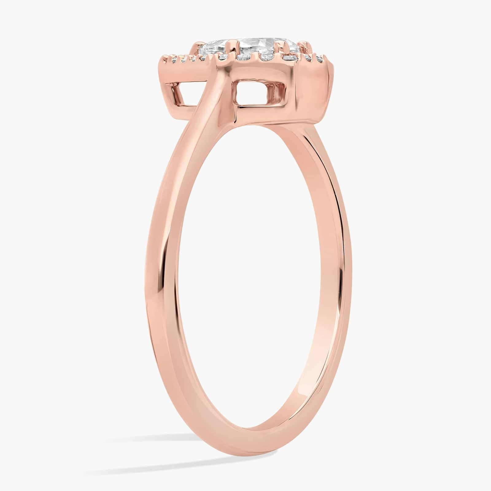Diamond Pear Five Edge Halo Ring in 14K Rose Gold (1/2 Ct. Tw.)