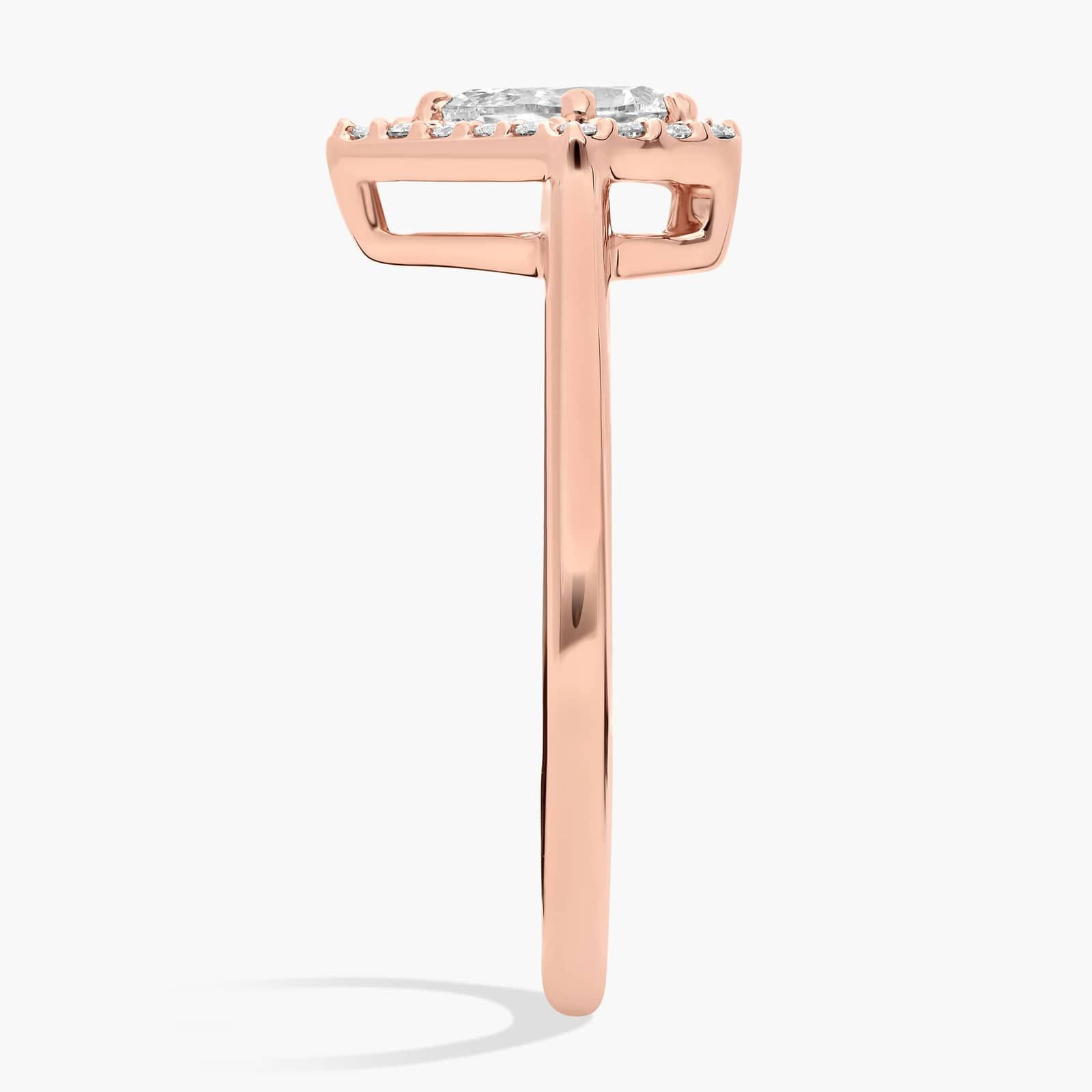 Diamond Pear Five Edge Halo Ring in 14K Rose Gold (1/2 Ct. Tw.)