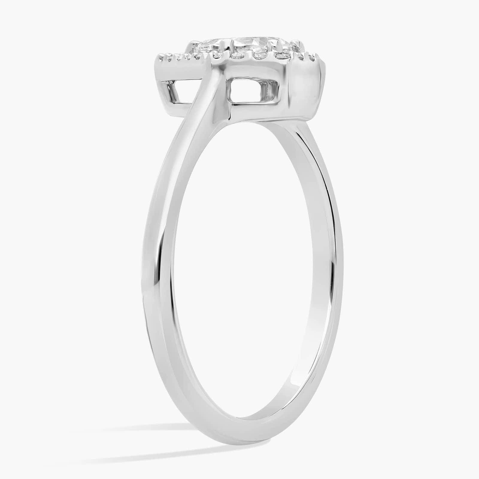 Diamond Pear Five Edge Halo Ring in 14K White Gold (1/2 Ct. Tw.)