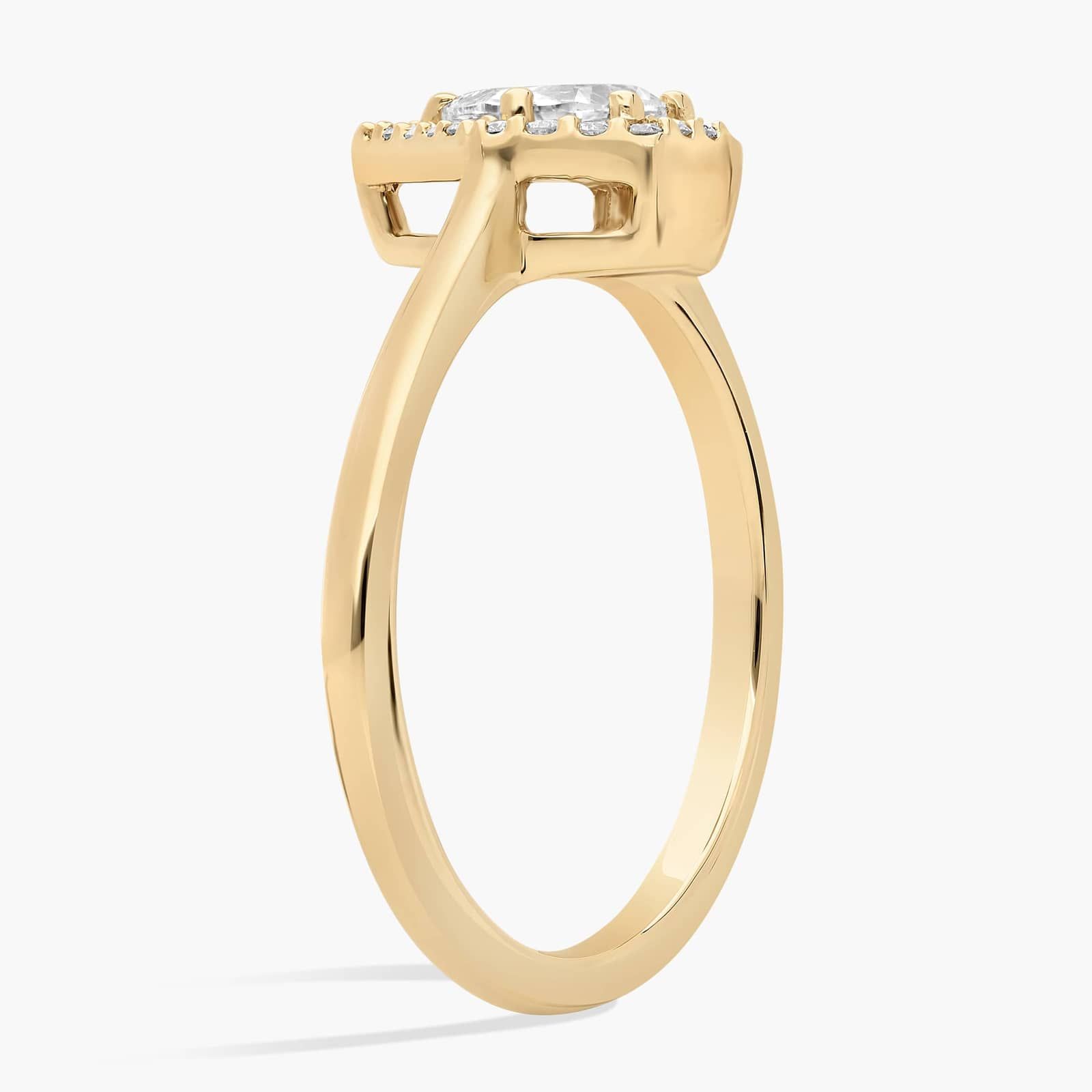 Diamond Pear Five Edge Halo Ring in 14K Yellow Gold (1/2 Ct. Tw.)