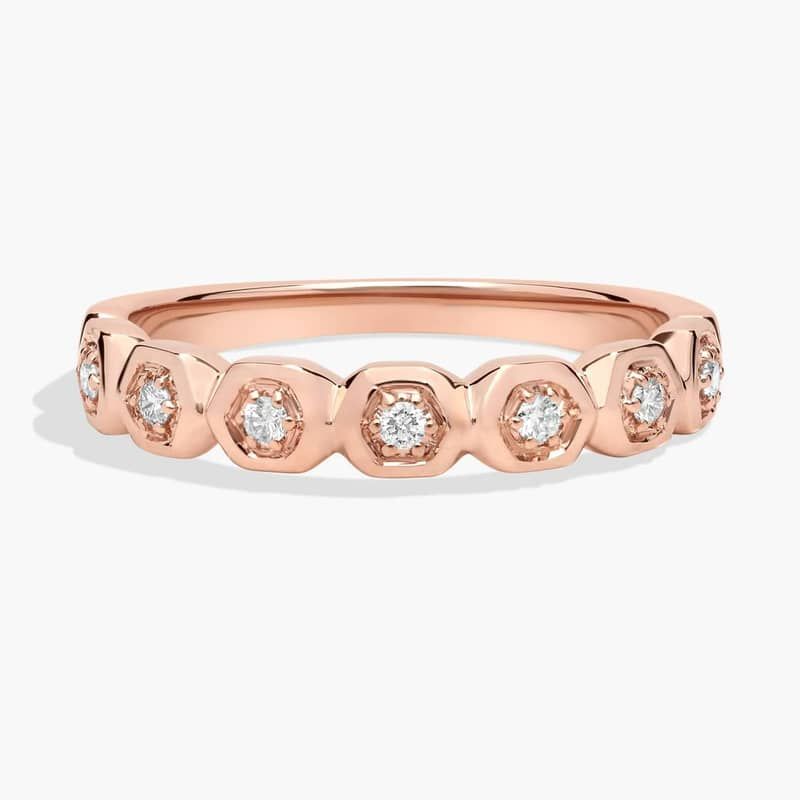 Diamond Hexagon Fashion Ring in 14K Rose Gold