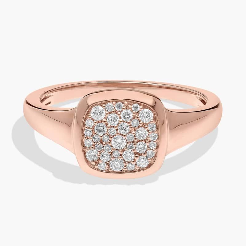 Diamond Cluster Signet Ring in 14K Rose Gold (1/5 Ct. Tw.)