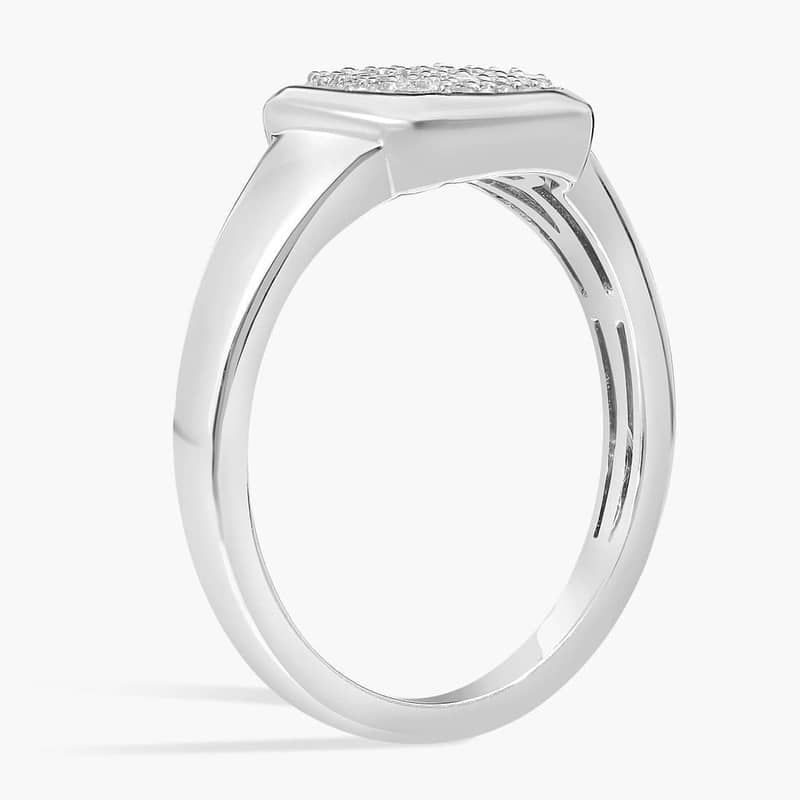 Diamond Cluster Signet Ring in 14K White Gold (1/5 Ct. Tw.)