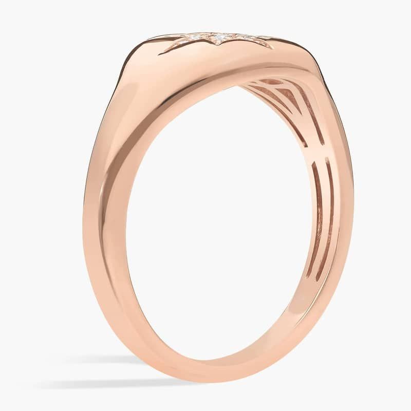 Diamond Star Signet Ring in 14K Rose Gold