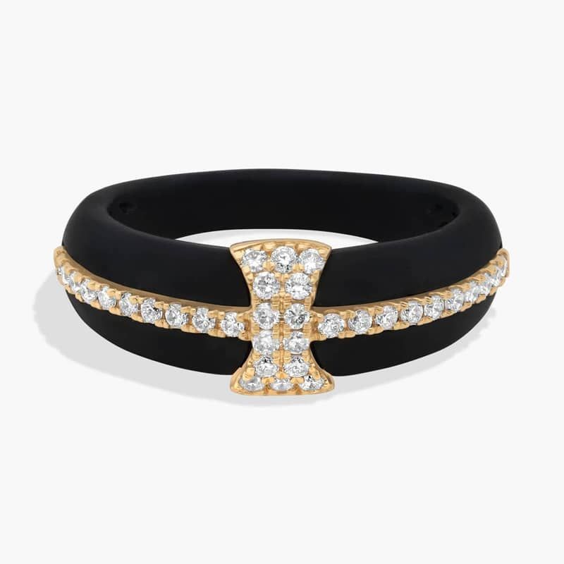 Cross Lab Grown Diamond Fashion Ring in 18K Yellow and Black Gold