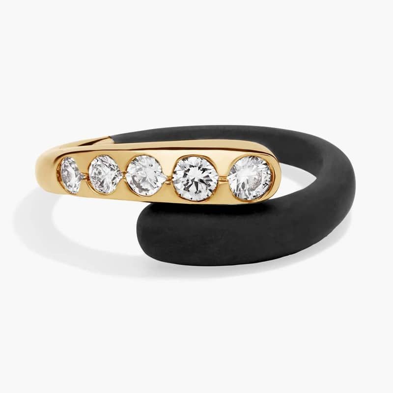 Lab Grown Crossover Diamond Fashion Diamond Ring in 14K Yellow and Black Gold