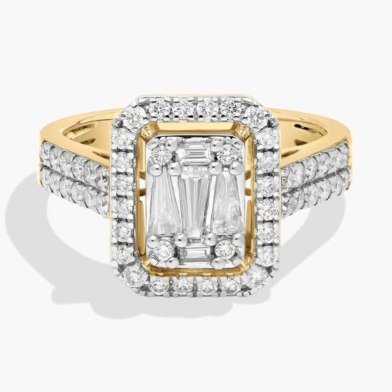 Diamond Cluster Statement Ring In 14K Yellow Gold (1 Ct. Tw.)