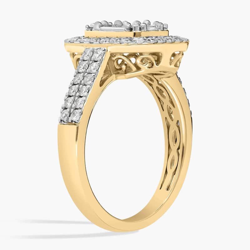 Diamond Cluster Statement Ring In 14K Yellow Gold (1 Ct. Tw.)