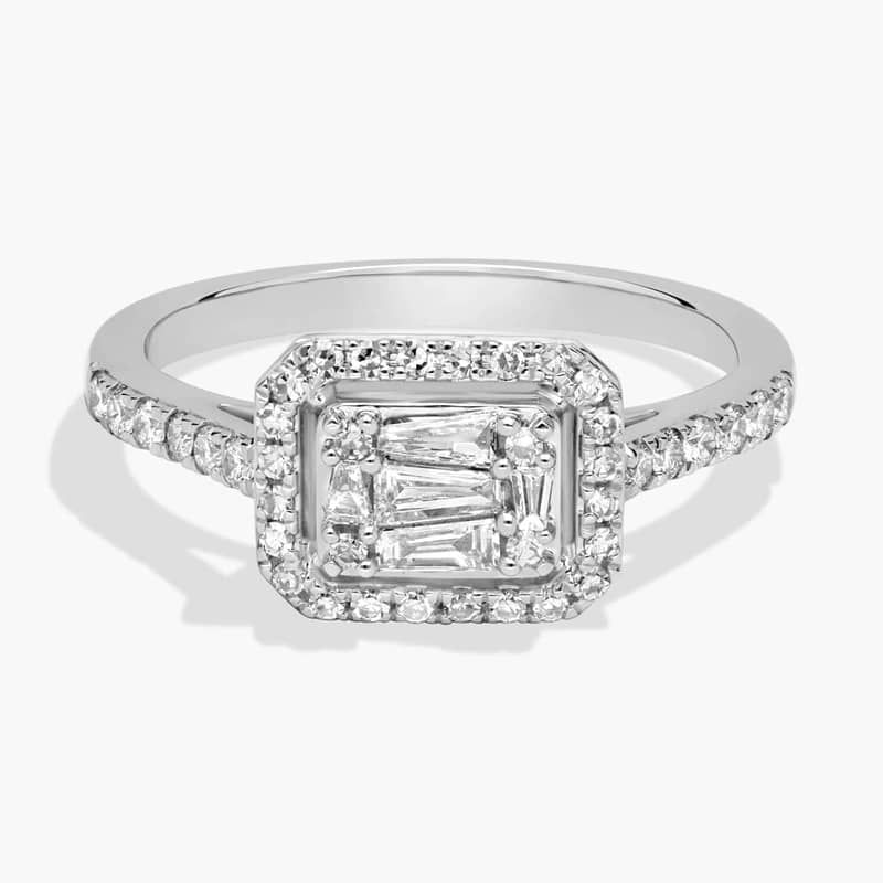 Diamond Halo Composite Ring In 14K White Gold (1/2 Ct. Tw.)