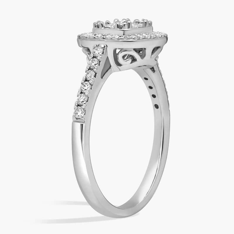 Diamond Halo Composite Ring In 14K White Gold (1/2 Ct. Tw.)