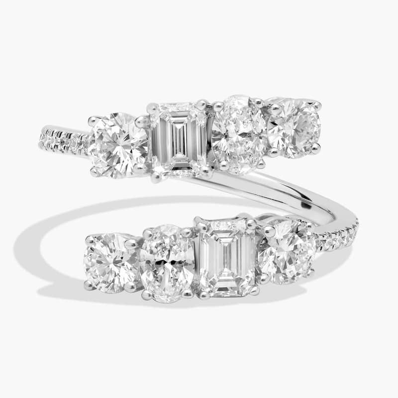 Lab Grown Diamond Fancy Shape Crossover Ring In 14K White Gold (2 Ct. Tw.)