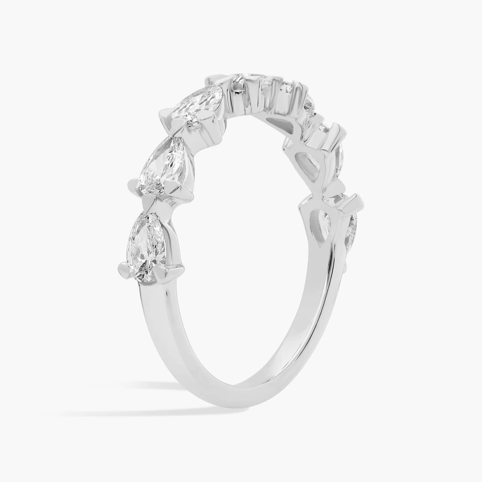East-West Pear-Shaped Diamond Seven Stone Ring in 14k White Gold (1 Ct. Tw.)